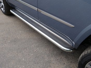 Пороги с площадкой 60,3 мм ТСС Тюнинг Cadillac Escalade  GMTK2 джип 5 дв. (2015-2020) короткая база