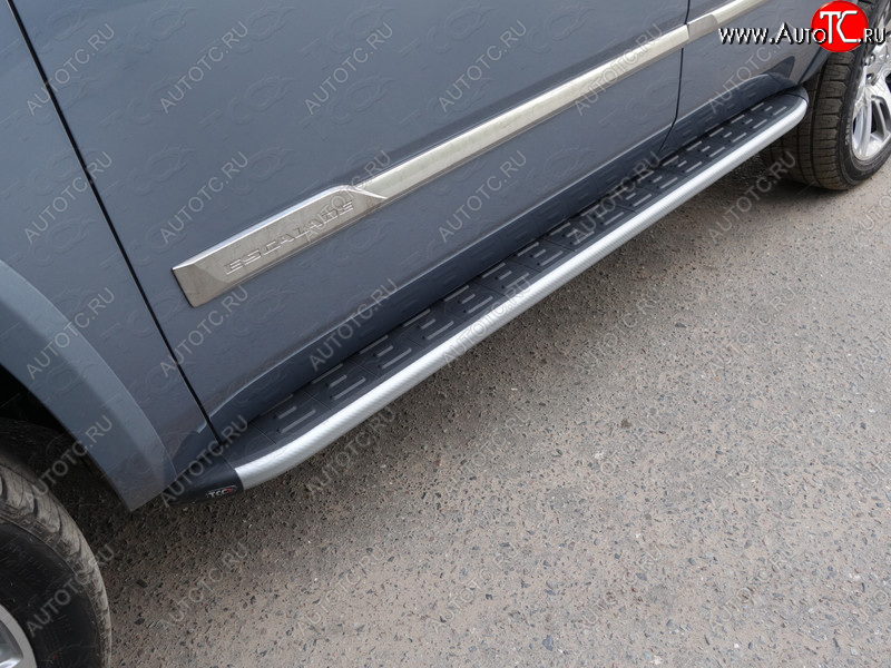 21 999 р. Пороги алюминиевые с пластиковой накладкой ТСС Тюнинг  Cadillac Escalade  GMTK2 джип 5 дв. (2015-2020) короткая база (карбон серебро)  с доставкой в г. Пермь