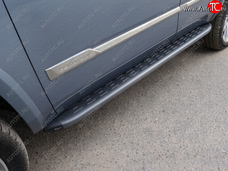 21 999 р. Пороги алюминиевые с пластиковой накладкой ТСС Тюнинг  Cadillac Escalade  GMTK2 джип 5 дв. (2015-2020) короткая база (карбон черный)  с доставкой в г. Пермь
