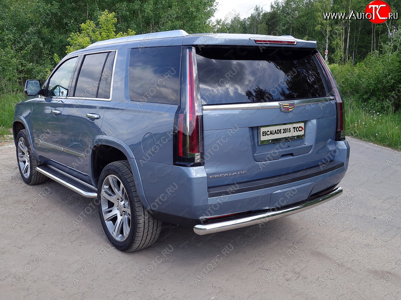 21 999 р. Защита задняя (нержавейка 76,1 мм) ТСС Тюнинг  Cadillac Escalade  GMTK2 джип 5 дв. (2015-2020) короткая база  с доставкой в г. Пермь