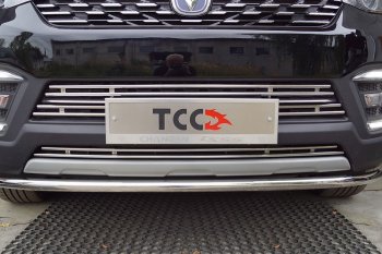 Нижняя декоративная вставка в бампер ТСС Тюнинг Changan CS55 (2018-2025) рестайлинг (d 12 мм)