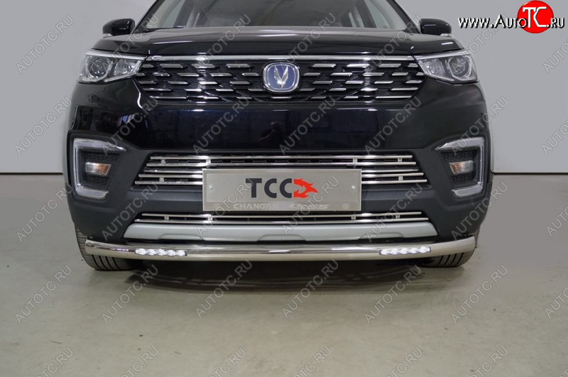 32 799 р. Защита переднего бампера нижняя с ДХО 60,3 мм ТСС Тюнинг  Changan CS55 (2017-2025) дорестайлинг, рестайлинг (нержавейка)  с доставкой в г. Пермь
