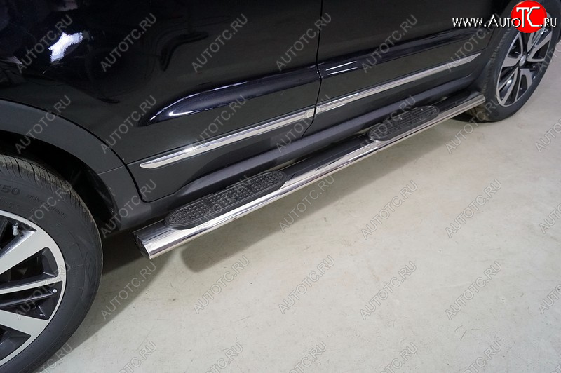 40 999 р. Пороги овальные с накладкой 120x60 мм ТСС Тюнинг Changan CS55 рестайлинг (2018-2025) (серые)  с доставкой в г. Пермь