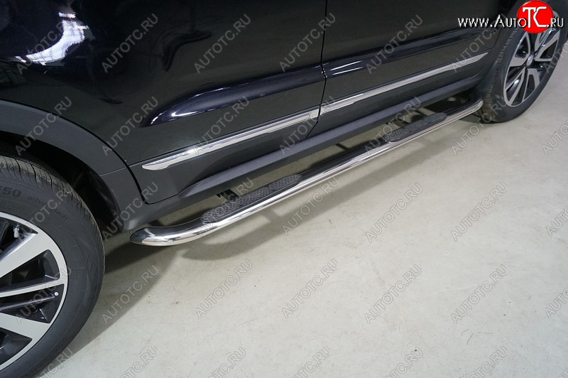 34 749 р. Пороги овальные гнутые с накладкой 75х42 мм ТСС Тюнинг Changan CS55 рестайлинг (2018-2025) (серые)  с доставкой в г. Пермь