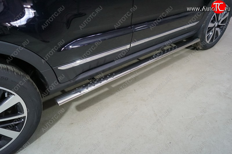 33 749 р. Пороги овальные с проступью 75х42 мм ТСС Тюнинг  Changan CS55 Plus (2021-2025) (серые)  с доставкой в г. Пермь