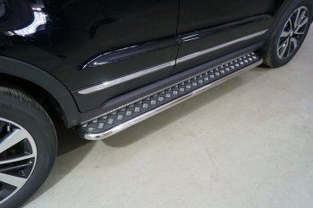 Пороги с площадкой 42,4 мм ТСС Тюнинг Changan CS55 рестайлинг (2018-2025) (серые)