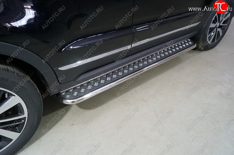 30 549 р. Пороги с площадкой 42,4 мм ТСС Тюнинг Changan CS55 рестайлинг (2018-2025) (серые)  с доставкой в г. Пермь