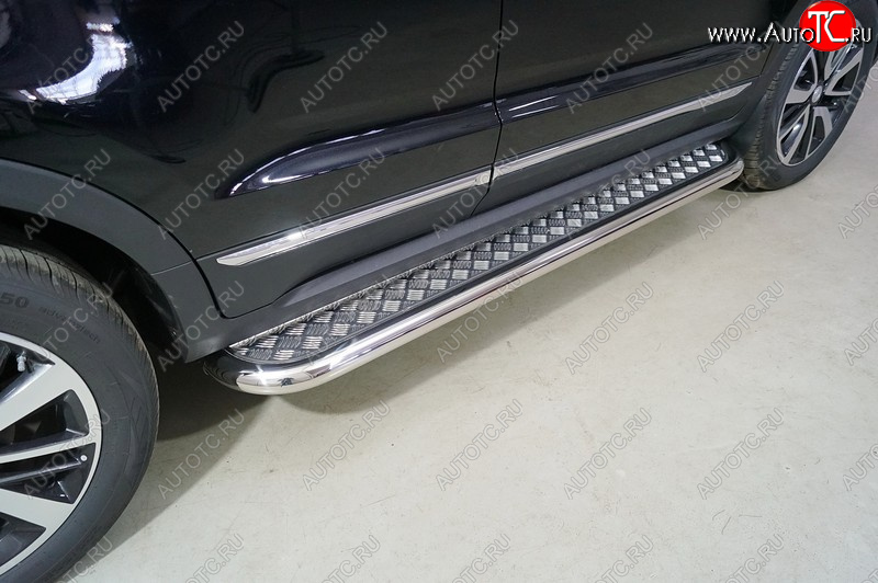 34 799 р. Пороги с площадкой 60,3 мм ТСС Тюнинг Changan CS55 рестайлинг (2018-2025) (серый)  с доставкой в г. Пермь