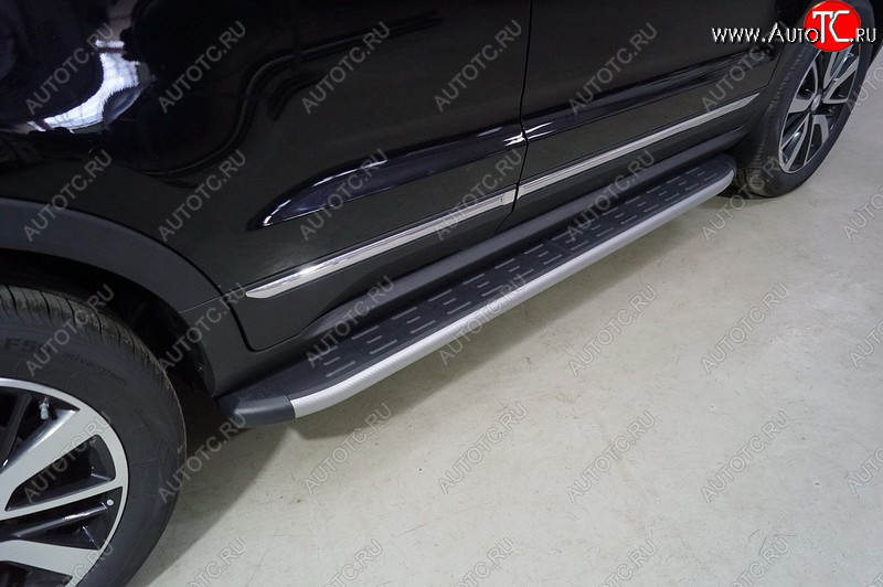 21 999 р. Пороги алюминиевые с пластиковой накладкой, ТСС Тюнинг  Changan CS55 (2017-2025) дорестайлинг, рестайлинг (карбон серебро)  с доставкой в г. Пермь