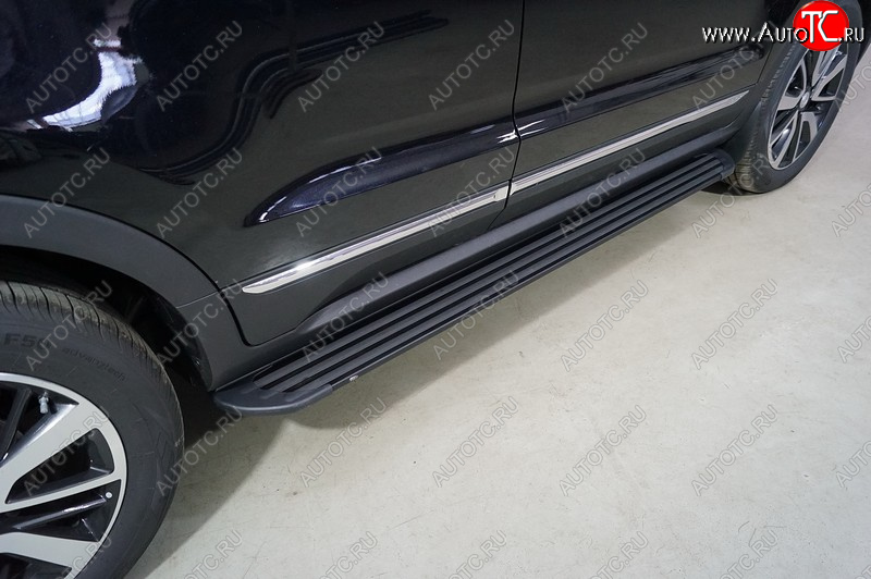 21 999 р. Пороги алюминиевые Slim Line ТСС Тюнинг  Changan CS55 (2017-2025) дорестайлинг, рестайлинг (Black)  с доставкой в г. Пермь