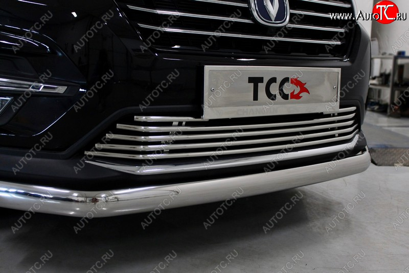 7 899 р. Декоративная вставка переднего бампера ТСС Тюнинг  Changan CS75 (2018-2022) 1-ый рестайлинг (d 16 мм)  с доставкой в г. Пермь