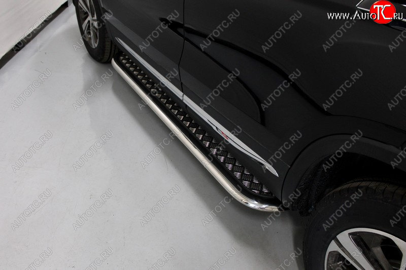 50 949 р. Пороги с площадкой 75*42 мм ТСС Тюнинг  Changan CS75 (2018-2022) 1-ый рестайлинг (серые)  с доставкой в г. Пермь