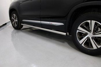 Защита порогов труба d60,3 мм ТСС Тюнинг Changan CS75 (2018-2022) 1-ый рестайлинг (серые)
