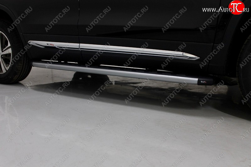 21 999 р. Пороги алюминиевые с пластиковой накладкой, ТСС Тюнинг  Changan CS75 (2018-2022) 1-ый рестайлинг (карбон серебро)  с доставкой в г. Пермь
