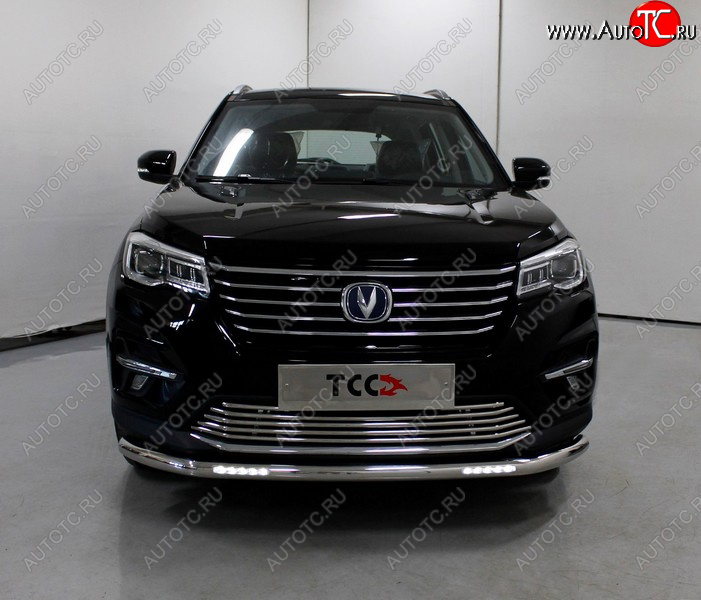 32 799 р. Защита переднего бампера нижняя с ДХО 60,3 мм ТСС Тюнинг  Changan CS75 (2018-2022) 1-ый рестайлинг (нержавейка)  с доставкой в г. Пермь
