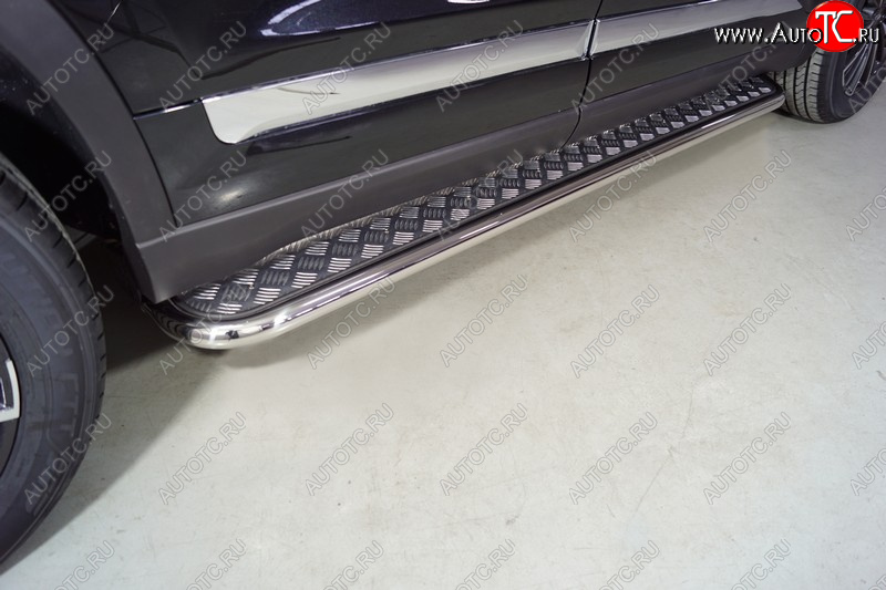 30 099 р. Пороги с площадкой 42,4 мм ТСС Тюнинг Chery Tiggo 8 PRO (2021-2025) (серые)  с доставкой в г. Пермь