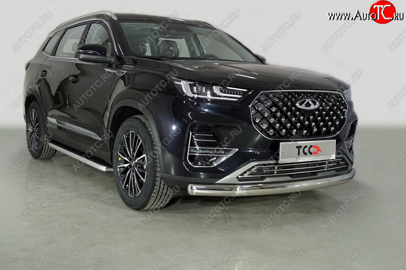 22 999 р. Защита переднего бампера нижняя овальная 75х42 мм ТСС Тюнинг Chery Tiggo 8 PRO (2021-2025) (нержавейка)  с доставкой в г. Пермь