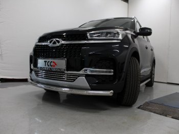 Защита переднего бампера нижняя d60,3 мм ТСС Тюнинг Chery Tiggo 8  (T18) (2018-2025) дорестайлинг, рестайлинг (нержавейка)