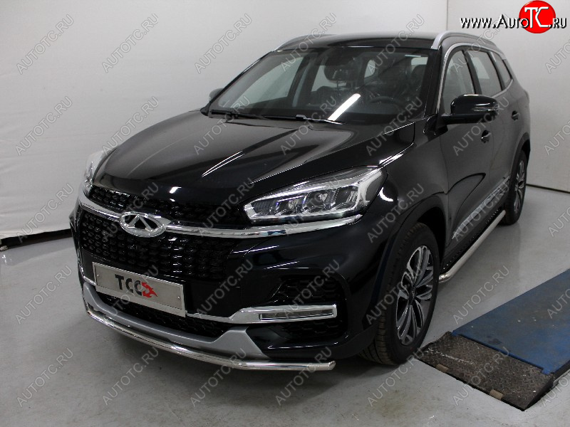 15 399 р. Защита переднего бампера нижняя d42,4 мм ТСС Тюнинг Chery Tiggo 8 (T18) дорестайлинг (2018-2022) (нержавейка)  с доставкой в г. Пермь