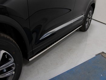 Пороги овальные с проступью 75х42 мм ТСС Тюнинг Chery Tiggo 8 (T18) дорестайлинг (2018-2022) (серые)
