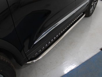 Пороги с площадкой 75*42 мм ТСС Тюнинг Chery Tiggo 8 (T18) дорестайлинг (2018-2022) (серые)