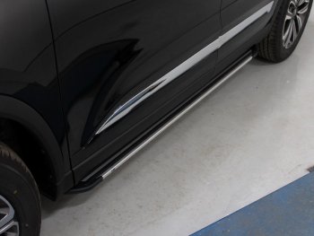 Пороги алюминиевые Slim Line ТСС Тюнинг Chery Tiggo 8  (T18) (2019-2025) рестайлинг (Silver)