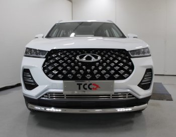 Защита переднего бампера нижняя с ДХО 60,3 мм ТСС Тюнинг Chery Tiggo 7 PRO (2019-2025) (нержавейка)