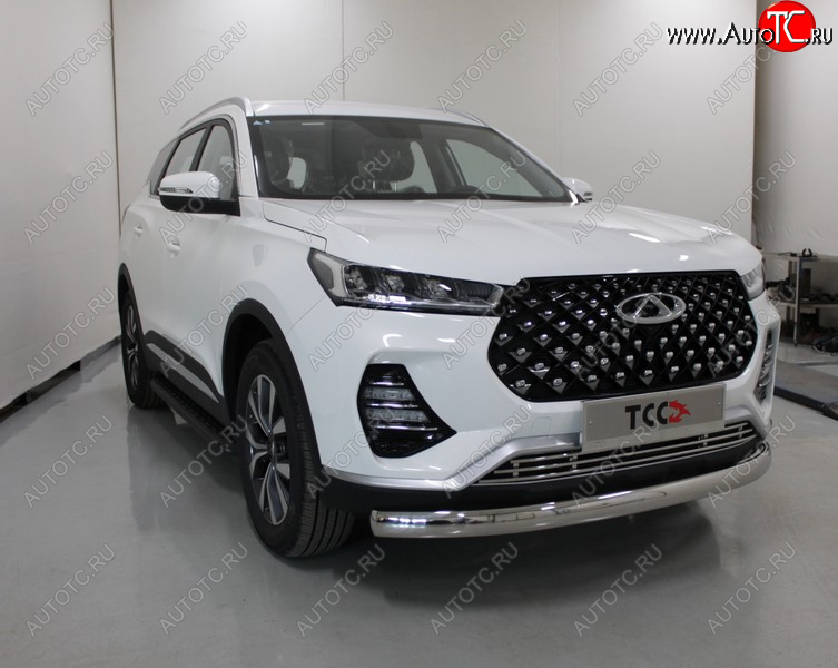 22 749 р. Защита переднего бампера нижняя овальная 75х42 мм ТСС Тюнинг  Chery Tiggo 7 PRO (2019-2025) (нержавейка)  с доставкой в г. Пермь