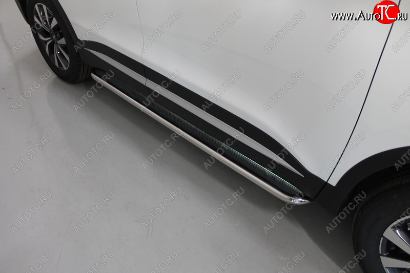 38 999 р. Пороги с площадкой 42,4 мм ТСС Тюнинг Chery Tiggo 7 PRO (2019-2025) (нержавейка)  с доставкой в г. Пермь