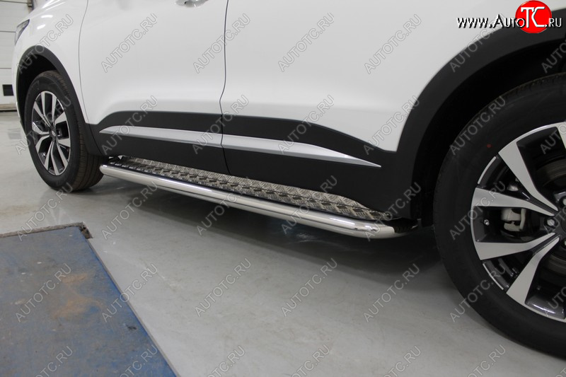 34 799 р. Пороги с площадкой 60,3 мм ТСС Тюнинг Chery Tiggo 7 PRO (2019-2025) (серые)  с доставкой в г. Пермь
