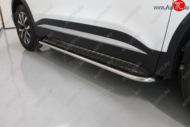 42 999 р. Пороги с площадкой 75*42 мм ТСС Тюнинг Chery Tiggo 7 PRO (2019-2025) (серые)  с доставкой в г. Пермь
