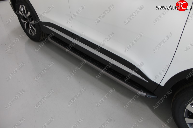 21 999 р. Пороги алюминиевые с пластиковой накладкой ТСС Тюнинг  Chery Tiggo 7 PRO (2019-2025) (карбон серые)  с доставкой в г. Пермь