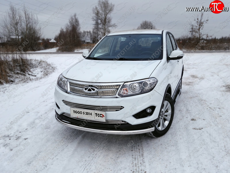 17 649 р. Защита переднего бампера нижняя d60,3 мм ТСС Тюнинг Chery Tiggo 5 (T21) дорестайлинг (2014-2017) (нержавейка)  с доставкой в г. Пермь