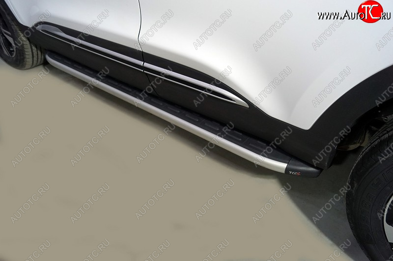 20 599 р. Пороги алюминиевые с пластиковой накладкой ТСС Тюнинг Chery Tiggo 4 Pro (2021-2025) (серые)  с доставкой в г. Пермь