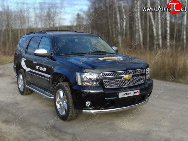 26 999 р. Защита переднего бампера овальная 75х42 мм ТСС тюнинг  Chevrolet Tahoe ( GMT900,  K2UC) (2006-2021) 5 дв. (нержавейка)  с доставкой в г. Пермь