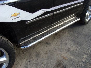 Пороги с площадкой 60,3 мм ТСС Тюнинг Chevrolet Tahoe  GMT900 (2006-2013) 5 дв. (серые)