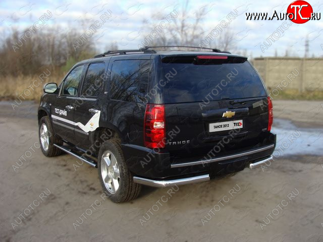 23 899 р. Защита задняя (уголки, нержавейка 75*42 мм) ТСС Тюнинг  Chevrolet Tahoe ( GMT900,  K2UC) (2006-2021) 5 дв.  с доставкой в г. Пермь