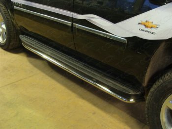 Защита порогов алюминий 60,3 мм, ТСС Тюнинг Chevrolet Tahoe ( GMT900,  K2UC) (2006-2021) 5 дв.
