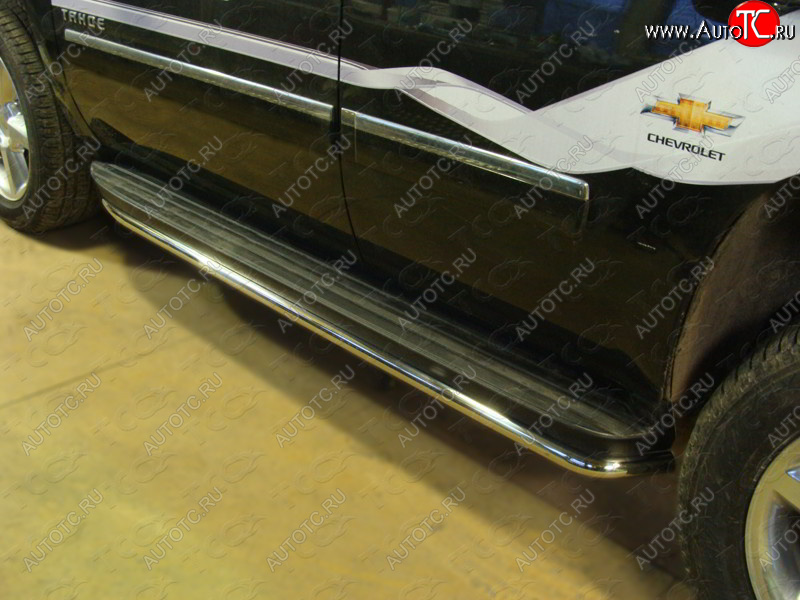 27 449 р. Защита порогов алюминий 60,3 мм, ТСС Тюнинг  Chevrolet Tahoe ( GMT900,  K2UC) (2006-2021) 5 дв.  с доставкой в г. Пермь