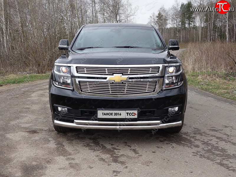 34 999 р. Защита передняя нижняя двойная 76,1*50,8 мм Тюнинг  Chevrolet Tahoe ( GMT900,  K2UC) (2006-2021) 5 дв. (нержавейка)  с доставкой в г. Пермь