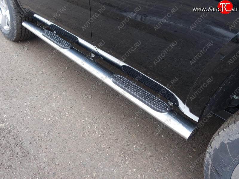43 949 р. Пороги овальные с накладкой 120x60 мм ТСС Тюнинг  Chevrolet Tahoe  K2UC (2014-2021) (серые)  с доставкой в г. Пермь