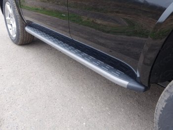Пороги алюминиевые с пластиковой накладкой ТСС Тюнинг Chevrolet Tahoe  K2UC (2014-2021) (карбон серые)