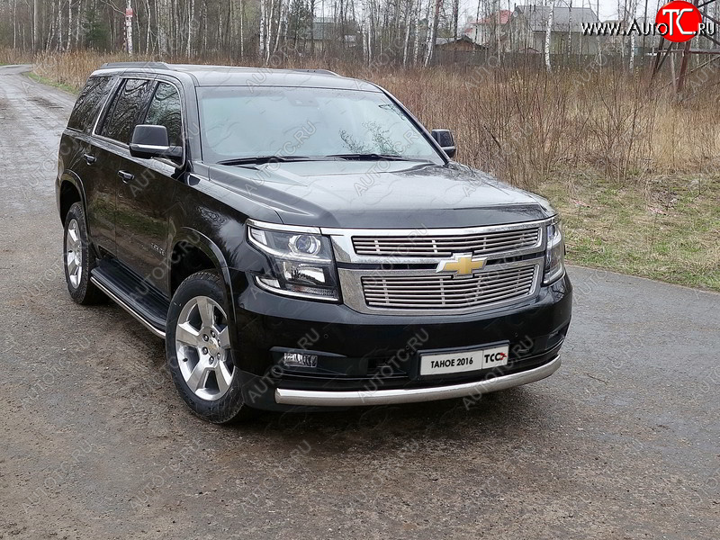 26 999 р. Защита переднего бампера нижняя овальная 75х42 мм ТСС Тюнинг Chevrolet Tahoe K2UC (2014-2021) (нержавейка)  с доставкой в г. Пермь