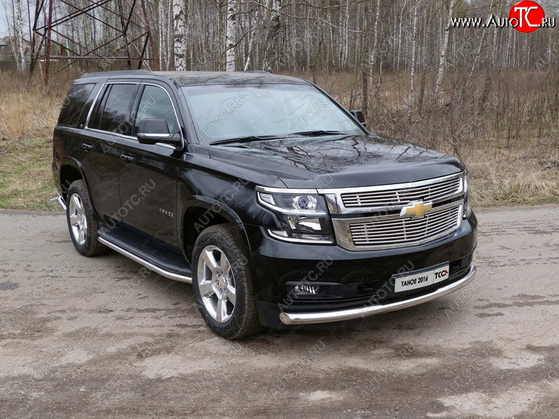 23 549 р. Защита переднего бампера нижняя d76,1 мм ТСС Тюнинг  Chevrolet Tahoe  K2UC (2014-2021) (нержавейка)  с доставкой в г. Пермь