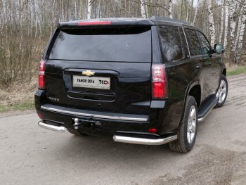 Защита задняя (уголки, нержавейка 76,1 мм) ТСС Тюнинг Chevrolet Tahoe  K2UC (2014-2021)