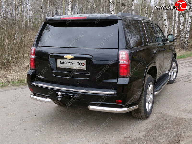 20 599 р. Защита задняя (уголки, нержавейка 76,1 мм) ТСС Тюнинг  Chevrolet Tahoe  K2UC (2014-2021)  с доставкой в г. Пермь