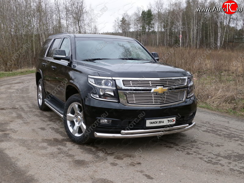 34 999 р. Защита передняя нижняя двойная 76,1*50,8 мм Тюнинг  Chevrolet Tahoe  K2UC (2014-2021) (нержавейка)  с доставкой в г. Пермь