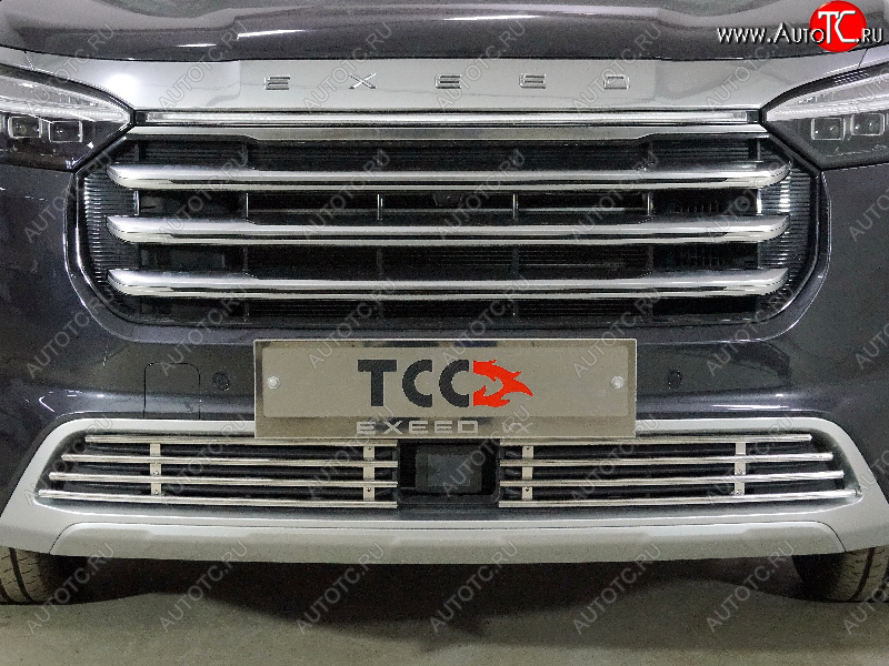 5 449 р. Декоративная вставка переднего бампера ТСС Тюнинг  EXEED VX (2020-2023) дорестайлинг (d 12 мм)  с доставкой в г. Пермь