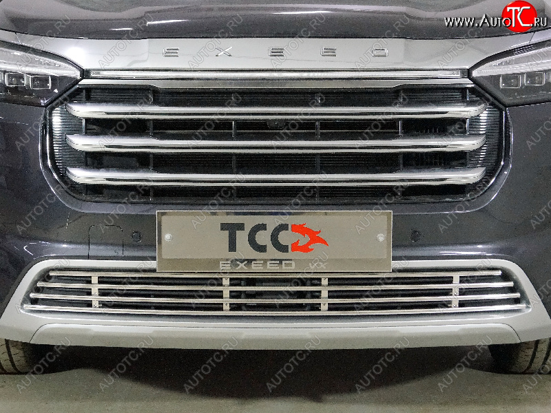 5 999 р. Декоративная вставка переднего бампера (без круиз-контроля) ТСС Тюнинг  EXEED VX (2020-2023) дорестайлинг (d 12 мм)  с доставкой в г. Пермь