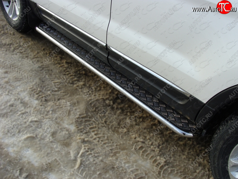 31 999 р. Пороги с площадкой 42,4 мм ТСС Тюнинг  Ford Explorer  U502 (2010-2016) дорестайлинг (серые)  с доставкой в г. Пермь